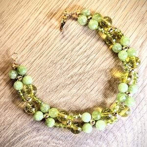 Nature's Noble Stones Natural Green Jade & Peridot In Handwoven Artisan Bracelet